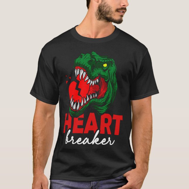 Anti Valentines Day Single Heart Breaker T Rex Di  T Shirt (Framsida)