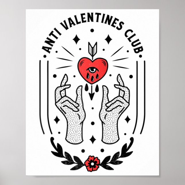 Anti Valentines day Tattoo Raglan Baseball Tee_1 Poster (Framsidan)