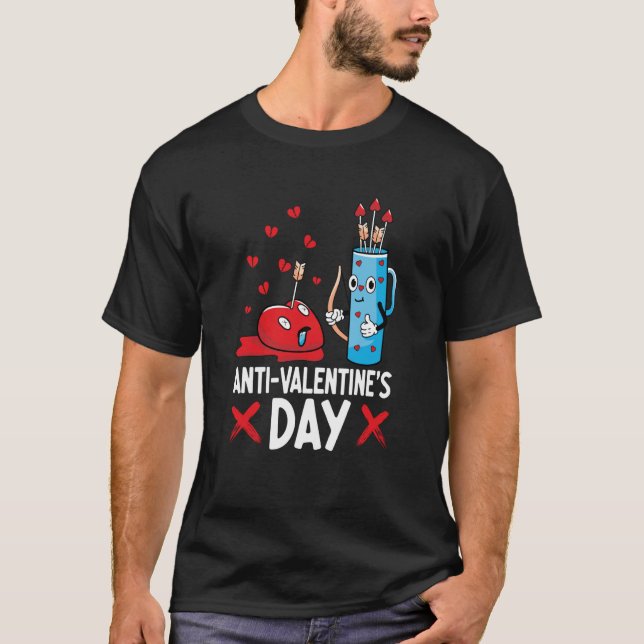 Anti Valentine's Day Valentines Day Arrows Single  T Shirt (Framsida)
