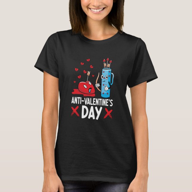 Anti Valentine's Day Valentines Day Arrows Single  T Shirt (Framsida)