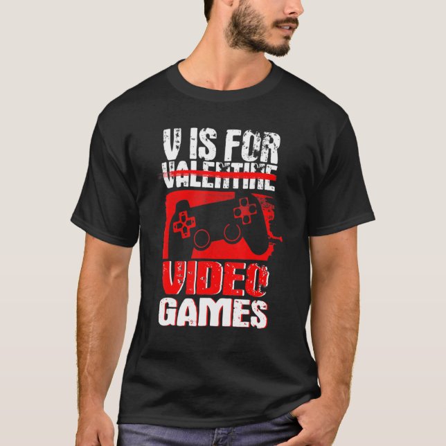 Anti Valentines Day Video Games Gamer Boys  Men T Shirt (Framsida)