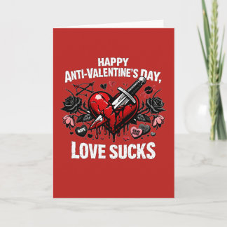 Anti-Valentines kärlek suger sönderslaget hjärta d Kort