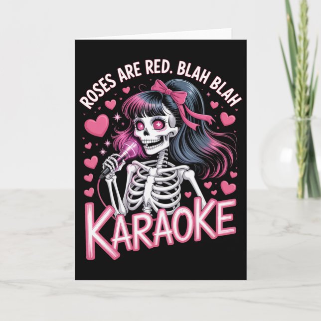 Anti Valentines Roses Are Red Blah Karaoke Skelett Kort (Framsida)
