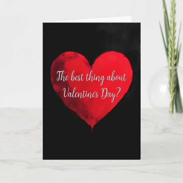 Anti-Valentinesdag Rött hjärta på svart Kort (Framsida)