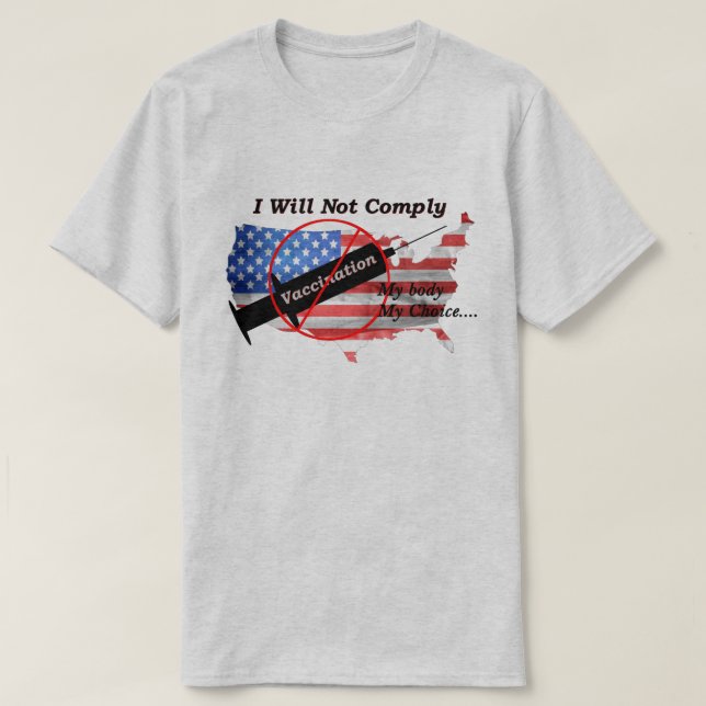 Anti Vax My Body Mitt val Rött vitt blått USA-Flag T Shirt (Design framsida)