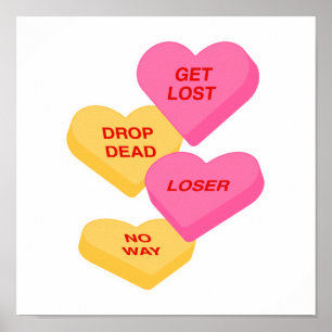 anti-vday candy-hjärtan poster