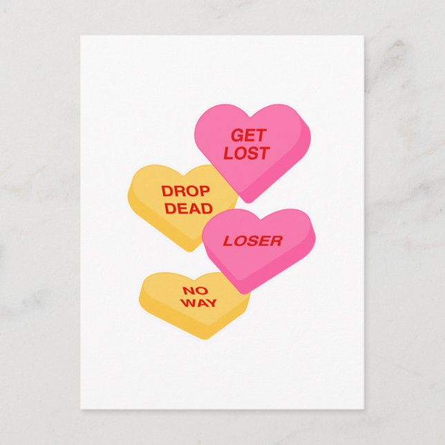 anti vday godis hjärtan vykort (Framsida)