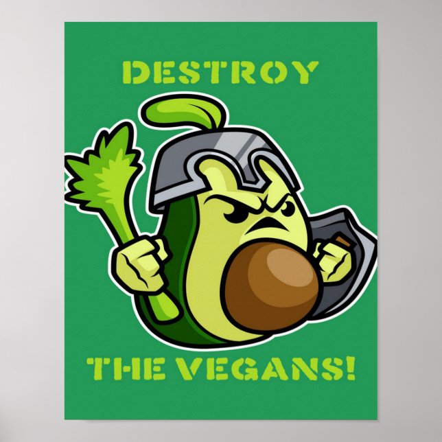 Anti Vegan Avocado Knight Canvas Poster (Framsidan)