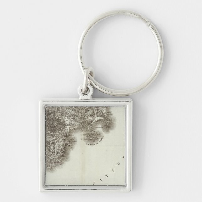 Antiber Fyrkantig Silverfärgad Nyckelring (Framsidan)