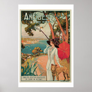 Antibes Cote D Azur vintage resoraffisch Poster