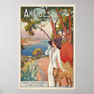 Antibes Cote d'Azur Frankrike Vintage Resoraffisch Poster
