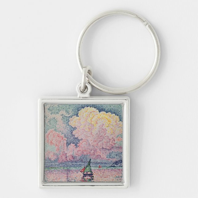 Antibes det rosa molnet, 1916 fyrkantig silverfärgad nyckelring (Framsidan)