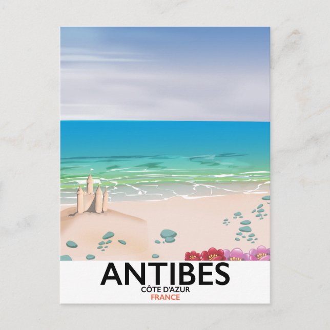 Antibes Frankrike Beach affisch Vykort (Framsida)