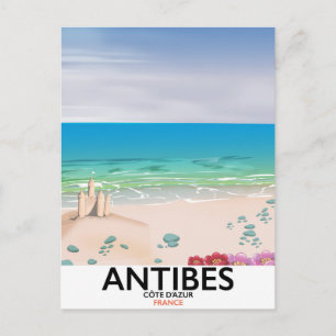 Antibes Frankrike Beach poster Vykort