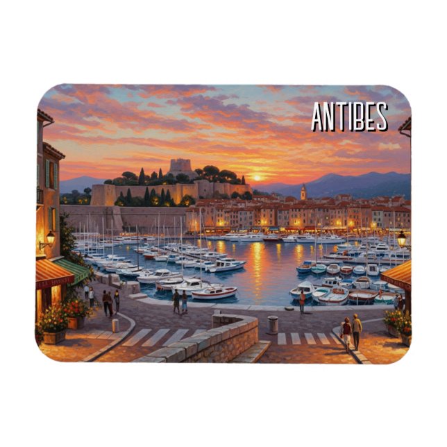 Antibes Frankrike Harbor Travel Magnet (Horisontell)