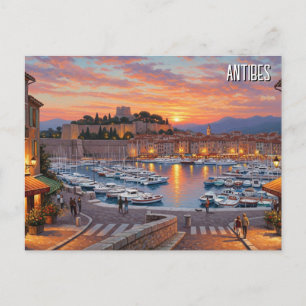 Antibes Frankrike Harbor Travel Vykort