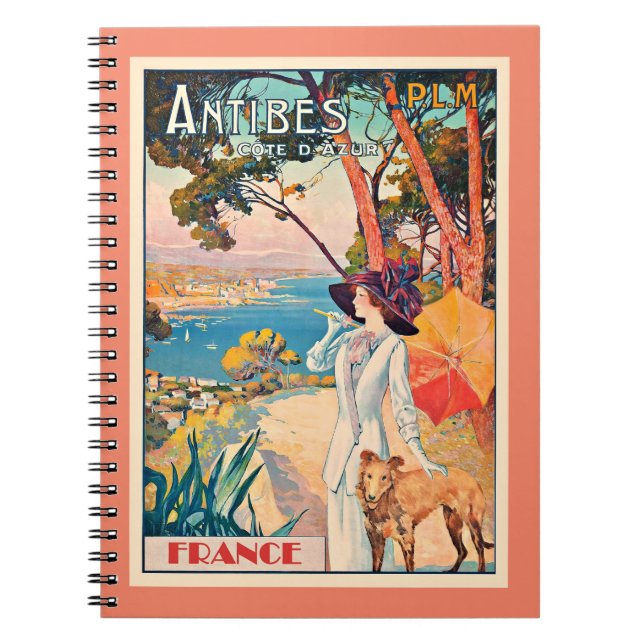 Antibes Frankrike vintage affisch Anteckningsbok (Framsidan)