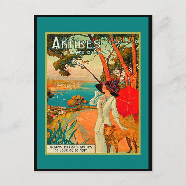 Antibes Frankrike Vintage affisch Vykort (Framsida)
