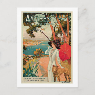 Antibes Frankrike Vintage Resereklam Vykort