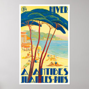 Antibes Frankrike vintage resor Poster