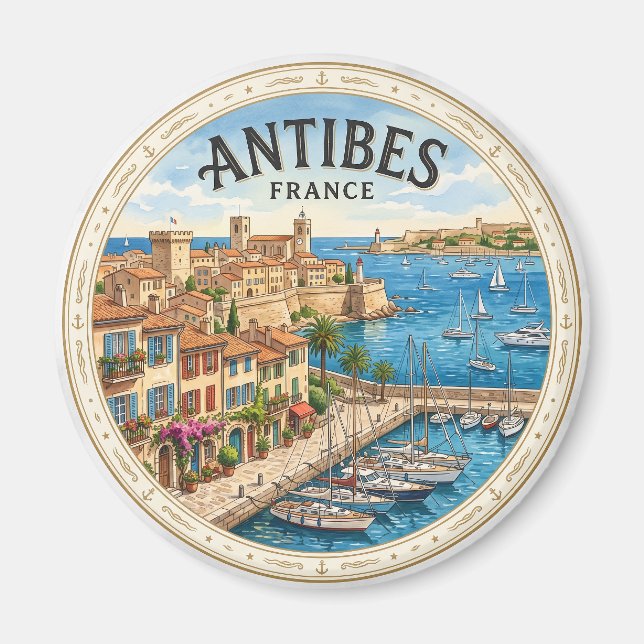Antibes gamla stad Frankrike Magnet (Framsidan)