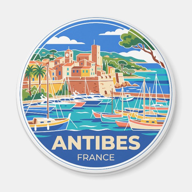 Antibes hamn Frankrike Magnet (Framsidan)
