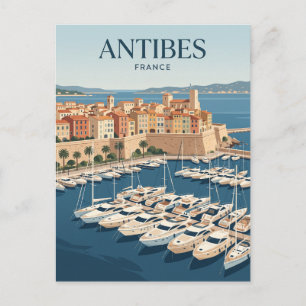 Antibes hamn Frankrike Vykort