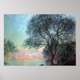 Antibes i morgon av Claude Monet Poster