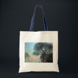 Antibes i morgon av Claude Monet Tygkasse<br><div class="desc">Antibes på morgonen (1888) av Claude Monet är en vintage konstmålning av bra som ger en bild av antiber genom träd och Medelhavet på Fransken Riviera i Frankrike. Om konstnären: Claude Monet (1840-1926) var en av grundarna av den Fransk målningsrörelsen och de flesta av hans målningar var "en plein luft"...</div>