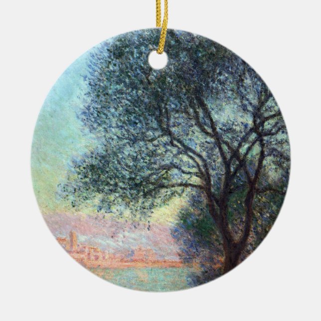Antibes på morgonen av Claude Monet Julgransprydnad Keramik (Framsidan)