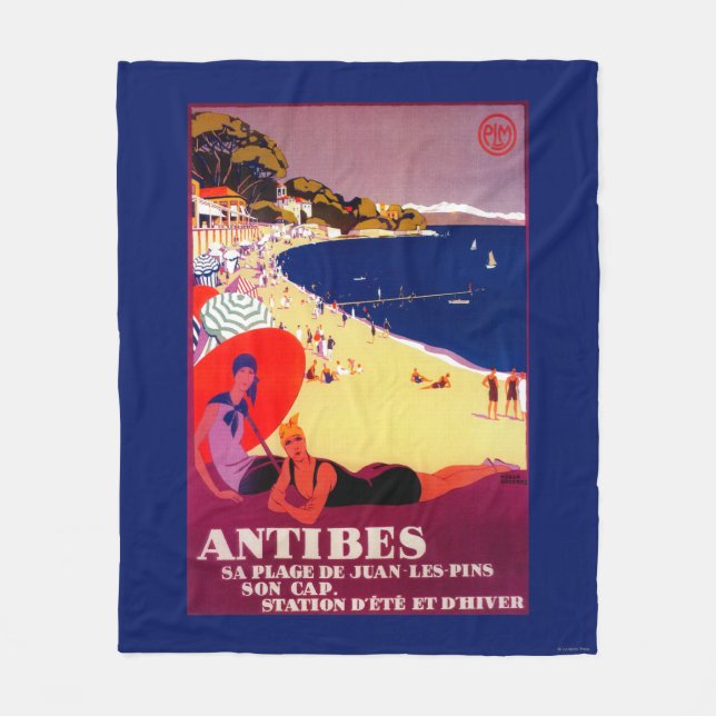 Antibes Vintage PosterEurope Fleecefilt (Framsidan)
