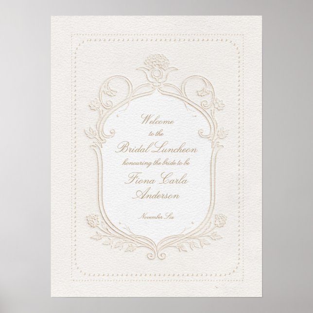 Antic Rococo Bröllnslunch Shower Välkommen Poster (Framsidan)