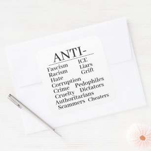 Antidekal Fyrkantigt Klistermärke