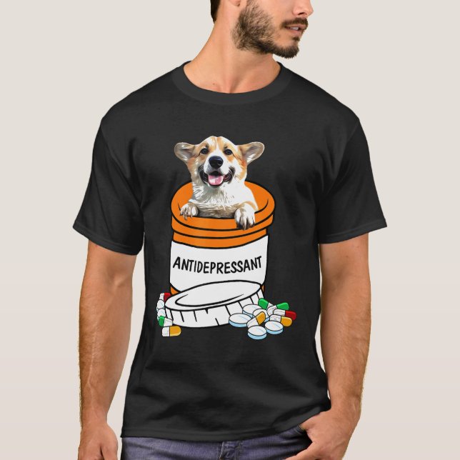 Antidepressiv Corgi Hund T Shirt (Framsida)
