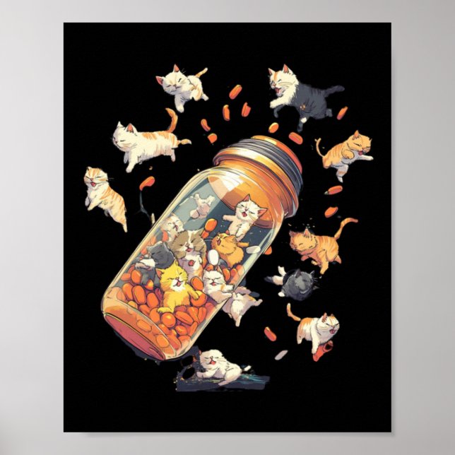 Antidepressiv katt Pill Flaska - Pentalvård S D Poster (Framsidan)