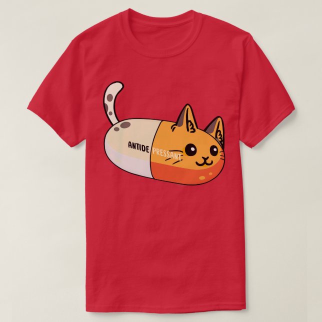 Antidepressiv katt Pill T Shirt (Design framsida)