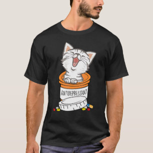 Antidepressiv katt T-shirt Funny Cat Kitten Älskar