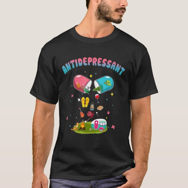 Antidepressiv medel Funny Antidepressiv Camping Äl T Shirt (Framsida)
