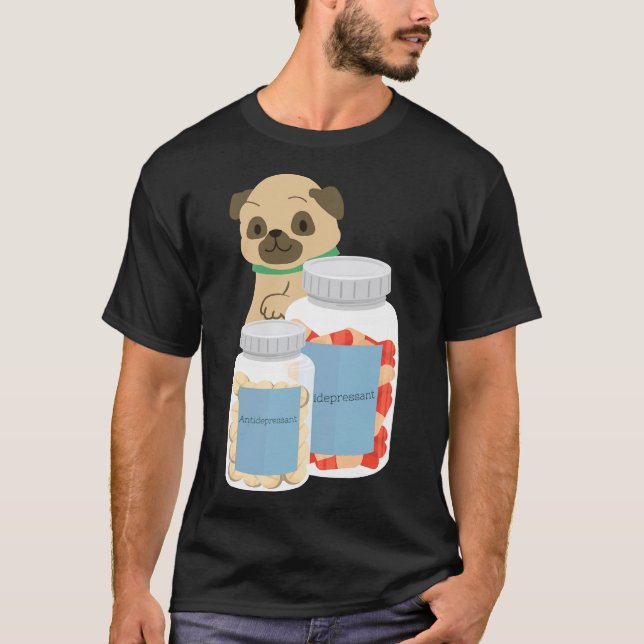 Antidepressiv mops 882 t shirt (Framsida)