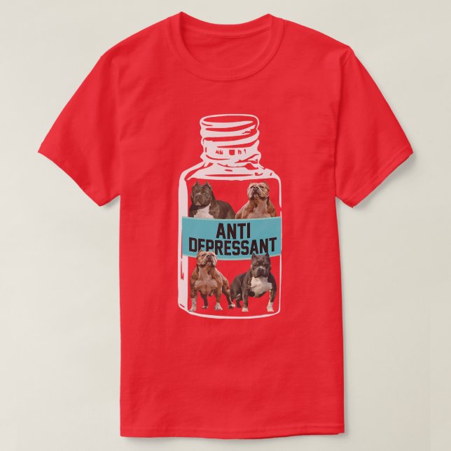 Antidepressiva medel, Kärlek Pitbull Smile, Hund ä T Shirt (Design framsida)