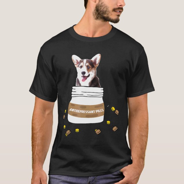Antidepressiva Piller Corgi T Shirt (Framsida)