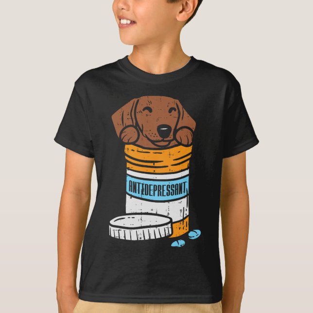 Antidepressivt Dachshund Weiner Sause Hund Animal T Shirt (Framsida)