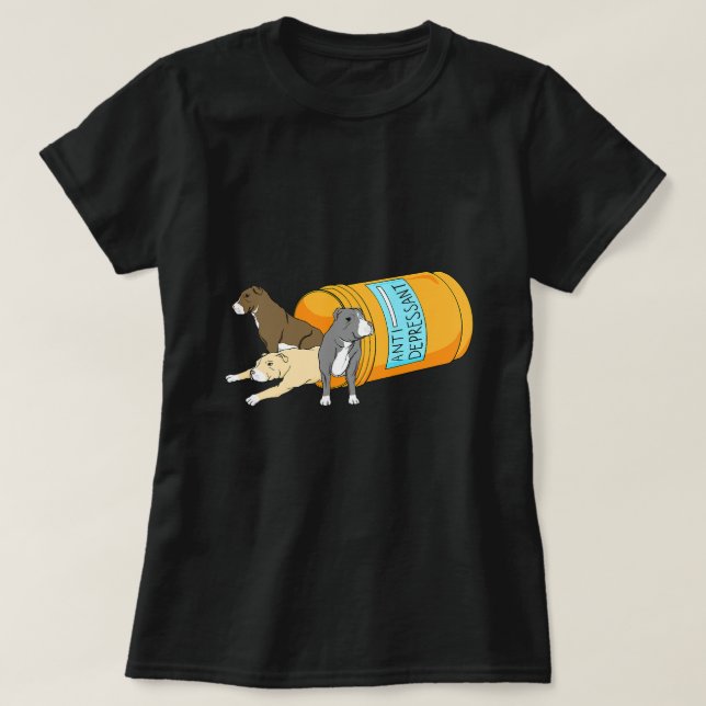 Antidepressivt Pitbull Hundägare Animal Hund Lov T Shirt (Design framsida)