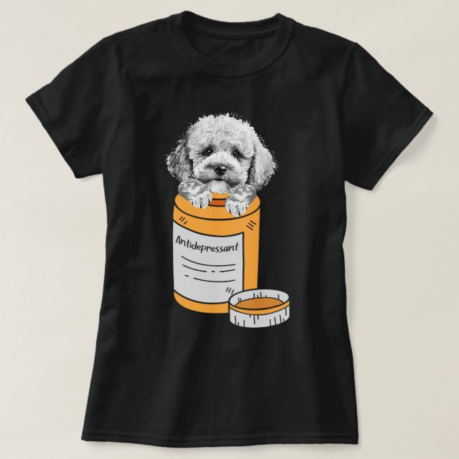 Antidepressivt Pudel-ägare (uppy Animal Lover Tea) T Shirt (Design framsida)