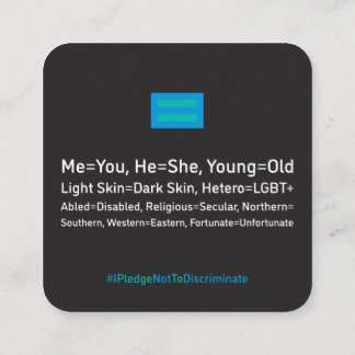 Antidiskrimineringskort 2,5" x 2,5" Förpackning om