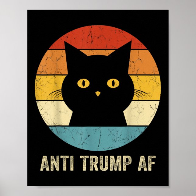 Antidumpkorgen Af Tee Retro Funny Anti Trump Cat Poster (Framsidan)