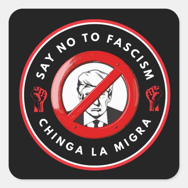 Antifascistisk Denimjacka Fyrkantigt Klistermärke (Framsida)