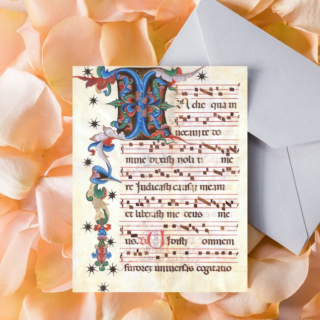 Antifhon Gregoriant Chant Medieval Manuscript Vykort (Antiphon Gregoriant Chant Medieval Manuscript Catholic Christian Latin Liturgy Postcard)