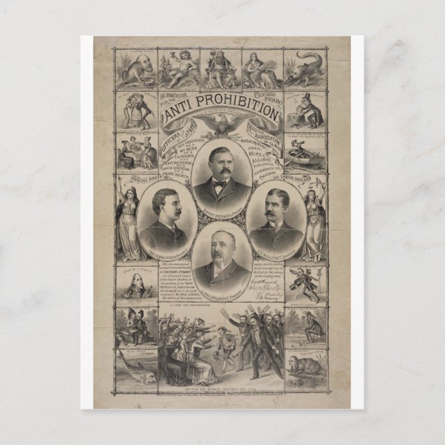 Antiförbud av Kurz & Allison (1888) Vykort (Framsida)