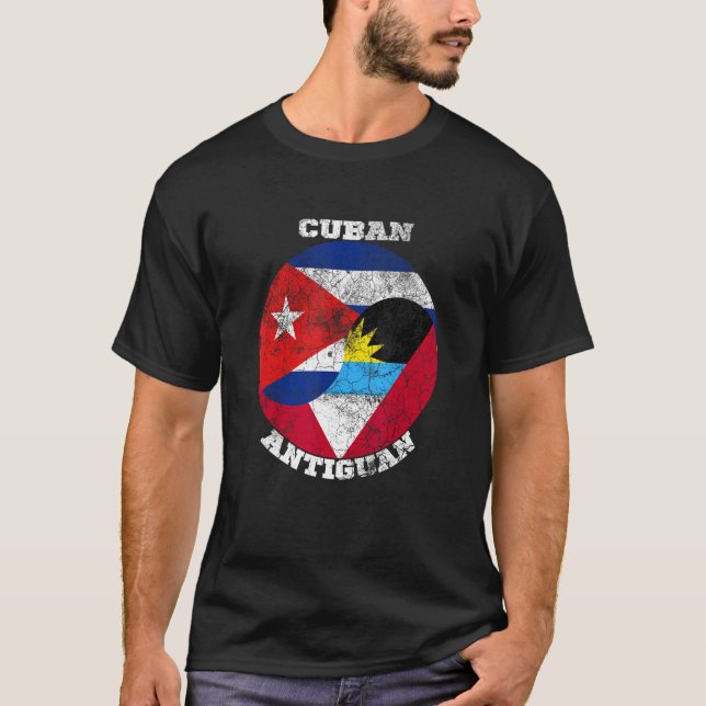 Antigua and Cuba flag, Half Cuban Half Antiguan T Shirt (Framsida)